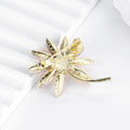Pink Gold Tone Leaf Crystal Pearl Look Metal Brooch Pin view 3