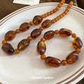 Amber Irregular Acrylic Bead Necklace And Bracelet view 2