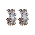 Silver Tone Crystal C Hoop Stud Earrings with Fringe view 5