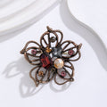 Red Silver Tone Flower Crystal Metal Brooch Pin 5 cm view 4