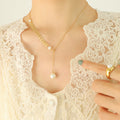 Wheat Leaf Pearl Lariat Necklace Bracelet Set Multi Tones view 3
