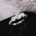 Silver Tone Three Stone Clear CZ Pave Band Finger Ring view 4