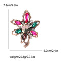 Leaf Flower Rhinestone Brooch Textured Metal Green Rose Gold view 7