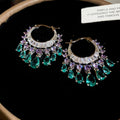 Crystal Teardrop Fringe Hoop Earrings in Two Metal Tones view 7