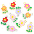 Enamel Flower Charms in Five Colors and Two Metal Tones view 5