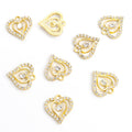 Crystal-Accented Gold Silver Heart Alloy Charms in 2 Styles view 3