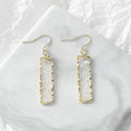 Transparent Shell Flake Rectangle Gold Tone Earrings view 3