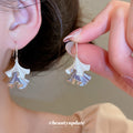Pastel Folded Leaf Drop Hook Earrings in Three Soft Colors view 3