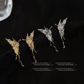 Abstract Liquid Butterfly Stud Earrings Crystal Wavy Tail view 1