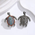 Red Silver Tone Sea Turtle Crystal Two Designs Metal Brooch Pin view 4