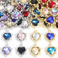 Faceted Heart Crystal Metal Jewelry Charms, 22 Colorways view 5