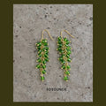 Gold Green Glass Crystal Cascade Tassel Drop Earrings view 1