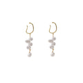 White Irregular Pearl Look Long Cascade Hoop Earrings view 5