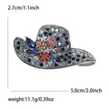 Crystal Cowboy Hat Brooch With Faceted Crystals And Polished Metal Details view 6