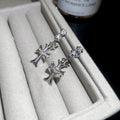 Crystal Cross Layered Necklace Silver Earring Four Styles view 9