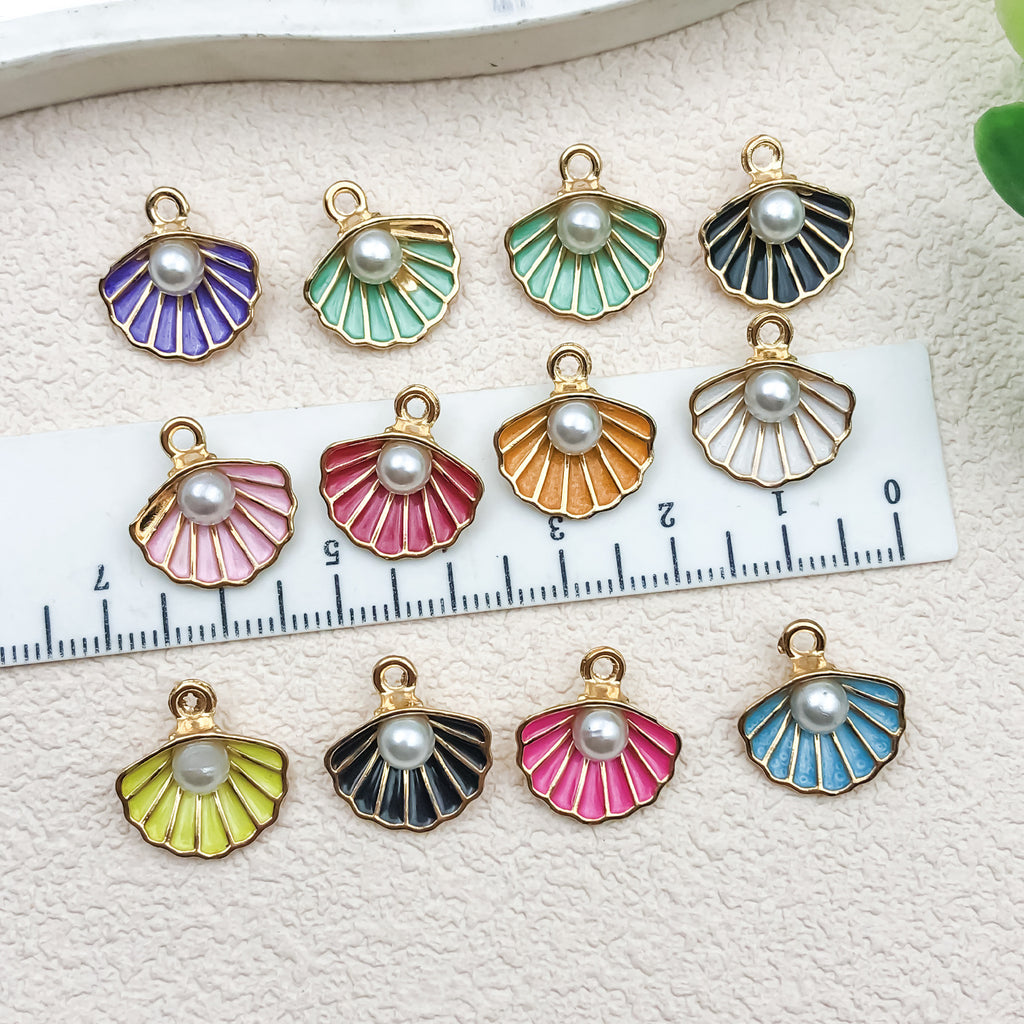 Acrylic Shell Pearl Ocean Charm Pendant for DIY Earrings Necklace Keychain Jewelry