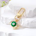 Gold Tone Openwork Lash Enamel Evil Eye Clip Keychains in Five Colors view 3