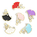 Enamel Ginkgo Leaf Charms with Pearls in Six Colors view 4