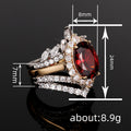 Two Tone Red Oval Halo Three Piece Stack Finger Ring Set view 4