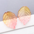 Frosted Transparent Glass Strawberry Leaf Bead Charm Pendant for DIY Necklace Jewelry Making