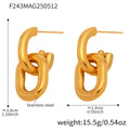 Gold Steel Two Tone Hollow Double U Link Drop Earrings view 6