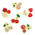 Enamel-Look And Crystal-Accented Gold Silver Cherry Alloy Charms in 12 Styles view 3