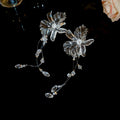 Clear Flower Long Drop Clip Earrings Or Floral Choker Necklace view 6