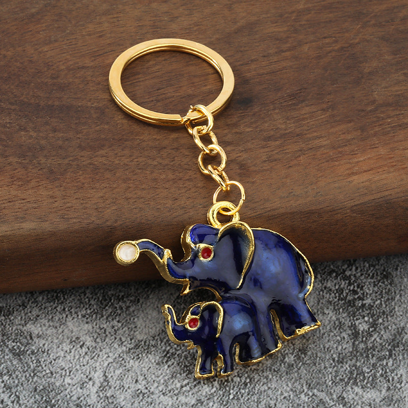 3D Elephant Enamel Metal Keychain for Car Keys and Bag Pendant