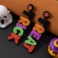 Seed Bead Trick Or Treat Halloween Word Drop Earrings view 3