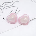 Translucent Glitter Heart Resin Stud Earrings in Five Colors view 10