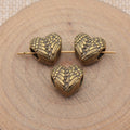 Feathered Wing Heart Large Hole Beads in Two Antique Finishes view 4