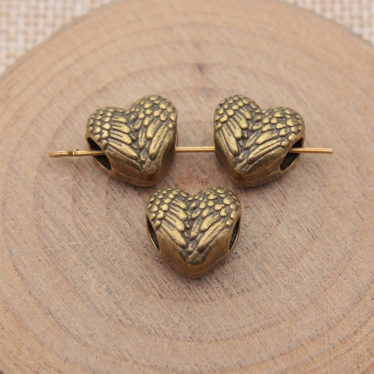 12x11x7.6mm 2.6g Multicolor Zinc Alloy Double Wings Heart Large Hole Beads for DIY Bracelet Jewelry