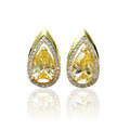Yellow Teardrop Halo Crystal Stud Earrings view 4
