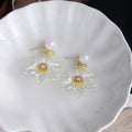 Iridescent Clear Petal Flower Pearl Look Stud Earrings view 4