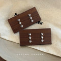 Silver Triple Linked Heart Drop Earrings Mini Chain view 1