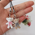 Flocked Teddy Bear Phone Strap Charms in Two Colors view 3