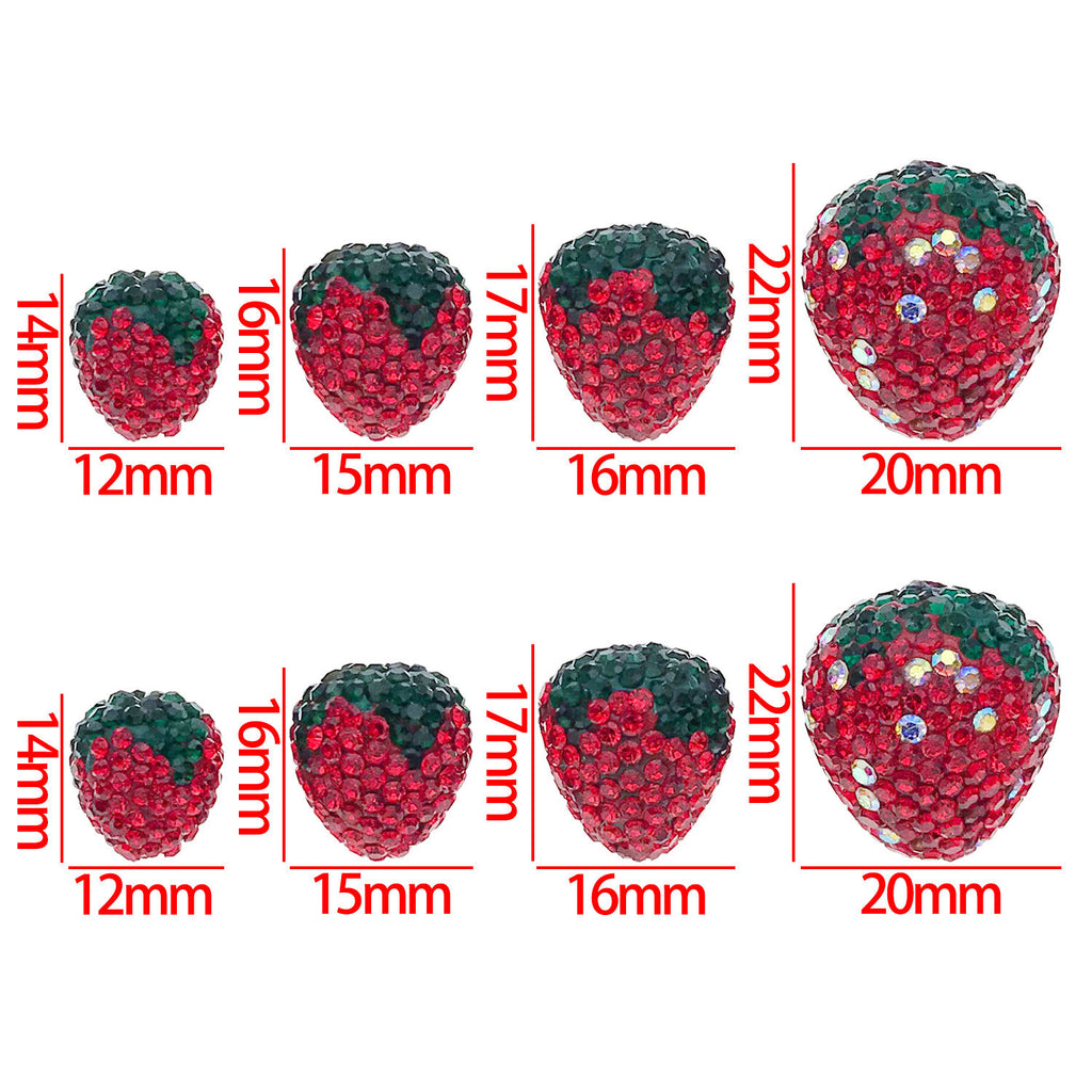 Red Crystal Strawberry Charm Pendant for DIY Bracelet Necklace Keychain Jewelry Making