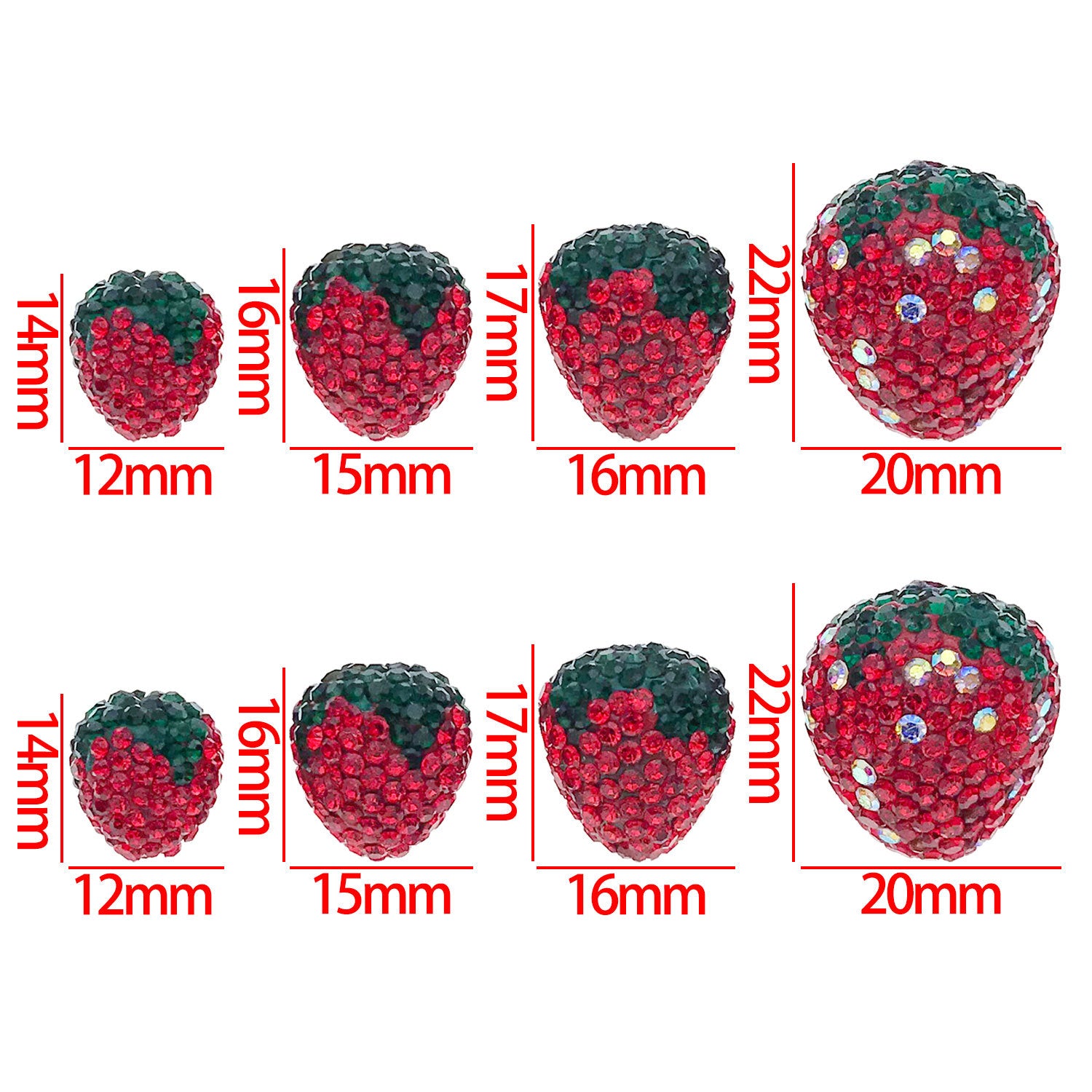 Red Crystal Strawberry Charm Pendant for DIY Bracelet Necklace Keychain Jewelry Making