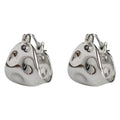 Silver Tone Irregular Concave Sculptural Huggie Hoop Earrings view 5