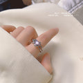 Silver Open Double Band Heart CZ Adjustable Ring Two Colors view 3