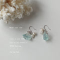 Silver Tone White Pearl And Pale Blue Stone Chip Hook Earrings view 4