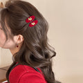 Red Flocked Horse Accent Hair Clips Decorative Hair Accessories view 3