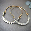 Two Tone Beaded Open Hoop Earrings Polished Metal Jewelry view 1