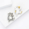 Dancing Cat Enamel Brooch Cartoon Pose Two Colorways view 2