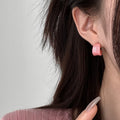Pastel Resin Mini C Hoop Stud Earrings In Mixed Colors view 2