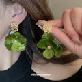 Translucent Layered Flower Drop Earrings in Four Colors view 1