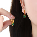 Gold Huggie Hoop Drop Clear Green Black Stone Earrings view 8