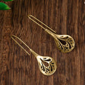 Gold and Silver Hollow Leaf Teardrop Drop Hook Earrings view 4