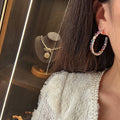 Multicolor Crystal C Hoop Earrings with Gold Tone Settings view 6