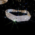 Silver Fan Mesh Rhinestone Collar Set Wide Crystal Bracelet view 6